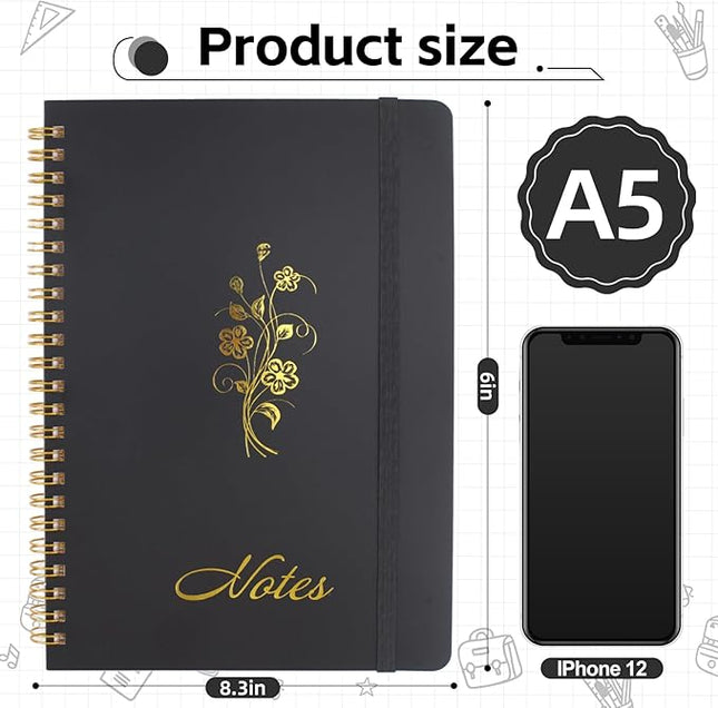 Joyberg Aesthetic Spiral Notebook, 2PCS Cute Notebook, 8.3" x 6" Notebook For Women, A5 Spiral Journal Notebook for Office/School/Home (Green & Black)