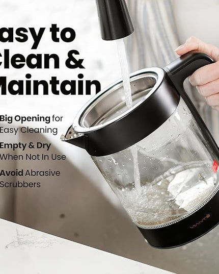 Vianté Luxury Tea Set. Electric Kettle with Infuser for Loose Leaf And Ceramic Serving Set. Teapot and Cup Set with Wooden Tray. Excellent Gift Idea For Tea Lovers.