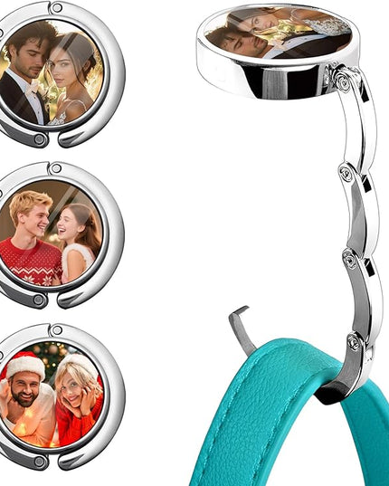 elesories Custom Purse Hook for Table with Personalized Photo, Foldable Purse Hanger & Table Bag Holder for Travel, Portable Purse Hook for Desk, Custom Purse Hangers for Women