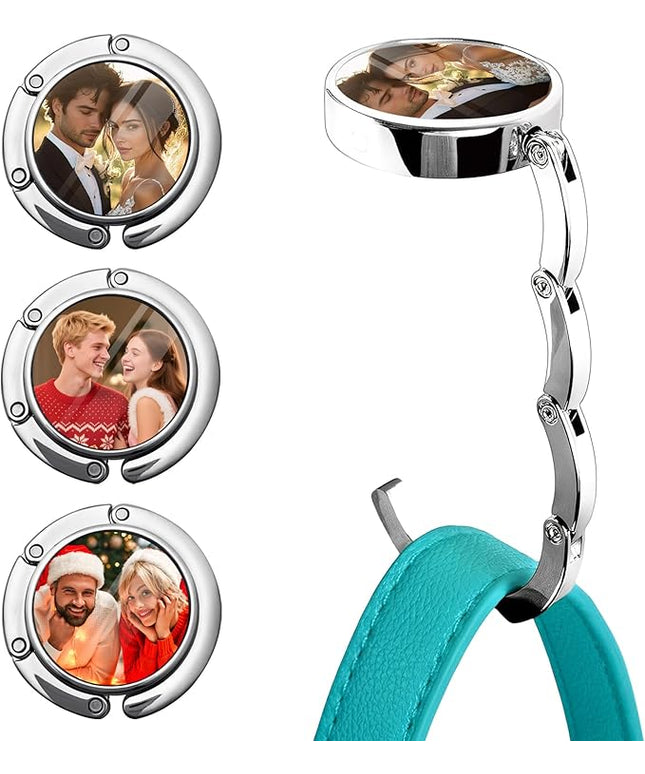 elesories Custom Purse Hook for Table with Personalized Photo, Foldable Purse Hanger & Table Bag Holder for Travel, Portable Purse Hook for Desk, Custom Purse Hangers for Women