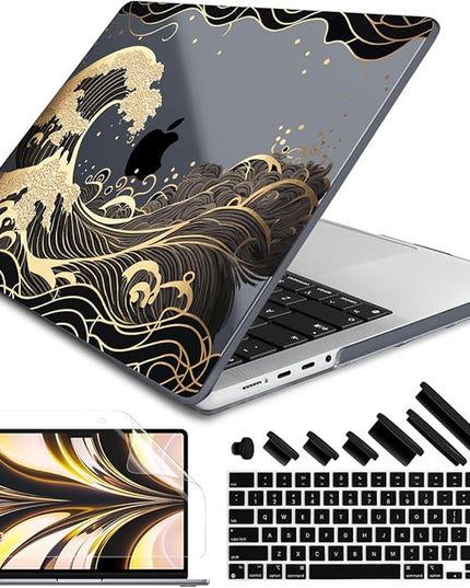DONGKE Case for M5 MacBook Pro 14 inch 2025 2024-2021 M4 M3 M2 M1, Plastic Hard Shell Cover Compatible with A3434 A3112 A3401 A3185 A2992 A2779 A2442, Retina XDR Display & Touch ID, Golden Wave