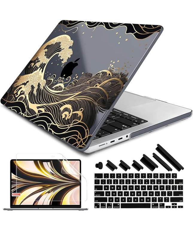 DONGKE Case for M5 MacBook Pro 14 inch 2025 2024-2021 M4 M3 M2 M1, Plastic Hard Shell Cover Compatible with A3434 A3112 A3401 A3185 A2992 A2779 A2442, Retina XDR Display & Touch ID, Golden Wave