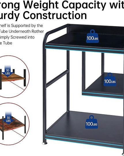 Printer Stand with Storage Shelf for Home Office Organization, 22 x 18 Inch Large Printer Table with Wheels, Shredder Stand, CPU Stand, Rolling Cart for Host Computer, PC Tower, Desktop- Black