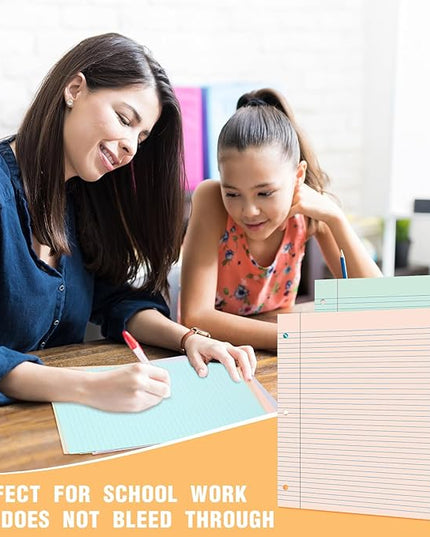PerKoop 600 Sheets Colored Loose Leaf Paper 8.5" x 11" college ruled Lined 3 Hole Punched notebook Filler Paper for 3 Ring Binders Office School Supplies (Aesthetic Color)