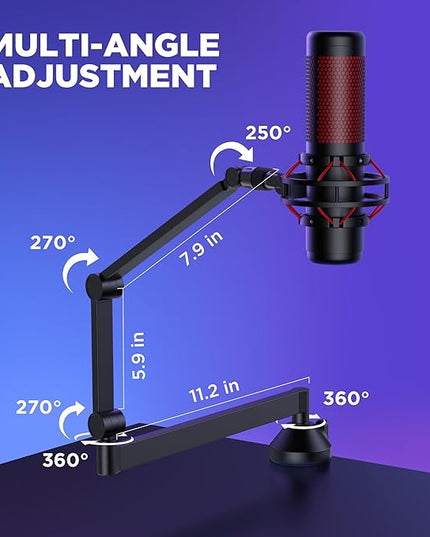 InnoGear Low Profile Mic Arm, 360° Rotatable Microphone Arm Stand Foldable Desk Mic Boom Arm with 3/8" to 5/8" Adapter for Fifine AM8 K669B Blue Yeti HyperX QuadCast SoloCast AT2020 and Other Mics