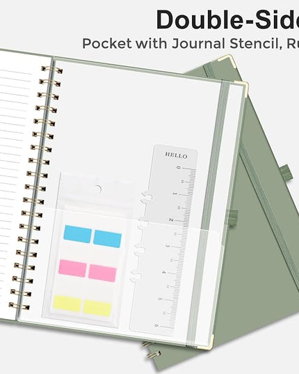EMSHOI Meeting Notebook for Work - B5 Half Meeting Half Note Planner, 100 Pages, 100GSM Thick Paper, Hardcover, Project Organizer for Women Men Office, Business, Note Taking, 8"x10.2" - Green