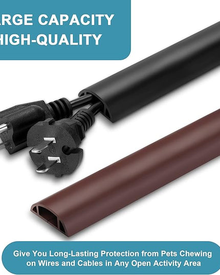 Floor Cable Cover 3ft Brown, LZEOY Cord Covers for Wires on Floor, Low Profile Cord Hider Cable Management, Office/Carpet Compatible