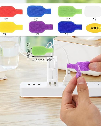Cable Labels, 49 Cord Labels in Seven Colors, Can Be Handwritten and Reused, Suitable for The Identification of Various Wires and Cables
