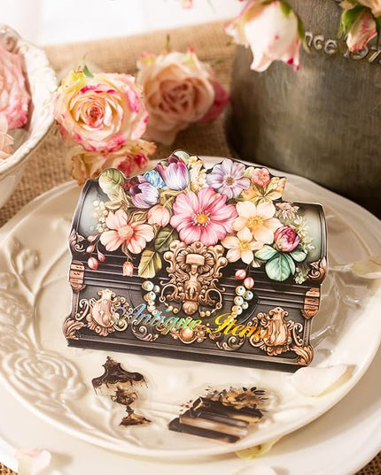MiyouLuna 240Pcs PET Scrapbook Stickers Vintage Floral Designs for Scrapbooking DIY Crafts Waterproof Journaling Supplies Junk Journal Ephemera with Storage Organizer