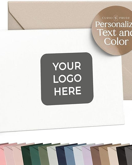 Personalized Logo Stationery, Your Brand, Your Style, Customized Business Cards Business Correspondence, Professional Note Cards & Envelopes, 4.25 x 5.5 or 5x7 inches Card Set - Your Logo FOLDED Cards