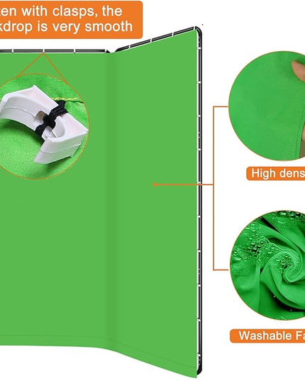 7.87ft x 13.12ft Green Screen Backdrop with Stand, Large Collapsible Green Backdrop with Heavy Duty Stand for Parties, Photography, Video Shooting, Live Streaming, Gaming