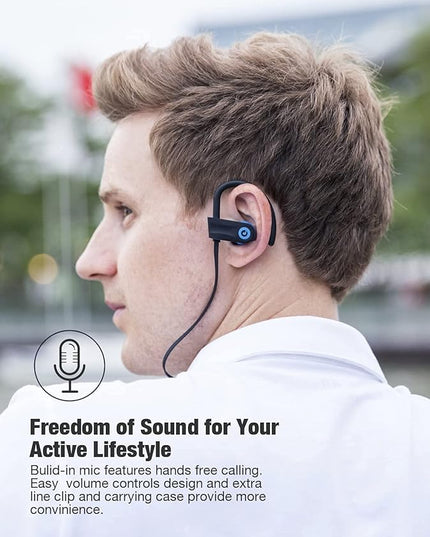 Bluetooth Headphones, Otium Wireless Sports Earbuds, Waterproof IPX7 w/Mic, HD Stereo in-Ear Earphones, Case, Fast Pairing, Gym Running Workout, 10 Hrs Battery Noise Cancelling Headsets