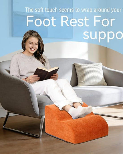 Foot Rest for Under Desk at Work.Multifunctional 3-Tier Foot Stool,with Washable Footrest.for Under Desk,Office Chair Gaming Chair & Sofa,Leg Elevation Pillow,Supports Posture (Orange)