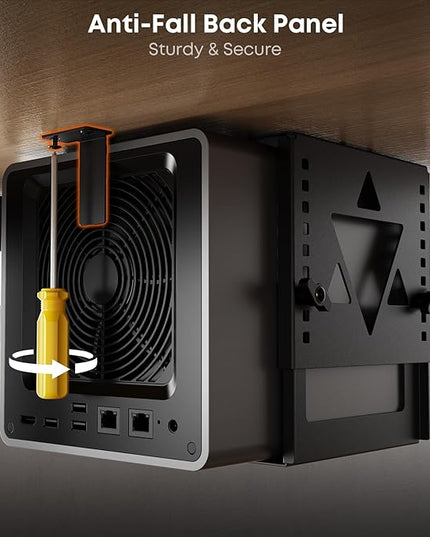 PUTORSEN Under Desk Mini PC Mount NAS Mount Bracket Holder, Height and Width Adjustable CPU Holder for Mac mini Desktop Computer, Mini PC, Small Form Factor Desktop Tower