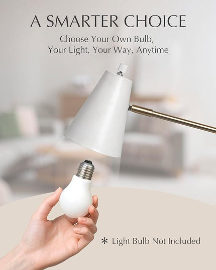 HarvestLand HaloBar Brass Desk Lamp Home Office – White Industrial Table Lamp with Solid Base for Office, Reading Lamps for Bedside Table, Study and Reading Task Lamp, Gifts for Adults