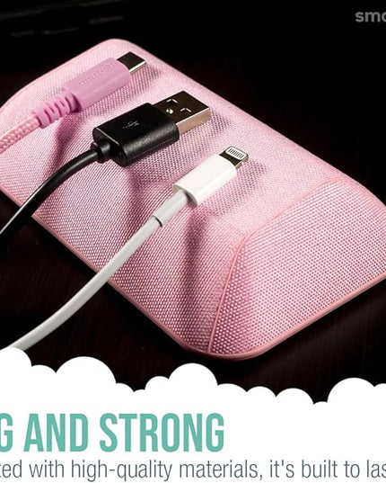 Smartish® Magnetic Cord Holder - Bigger Cable Wrangler Stocking Stuffer Organizer with Magnet Clips for Charger Management on Desktop, Nightstand - Holds 6+ Cables - I'm Blushing