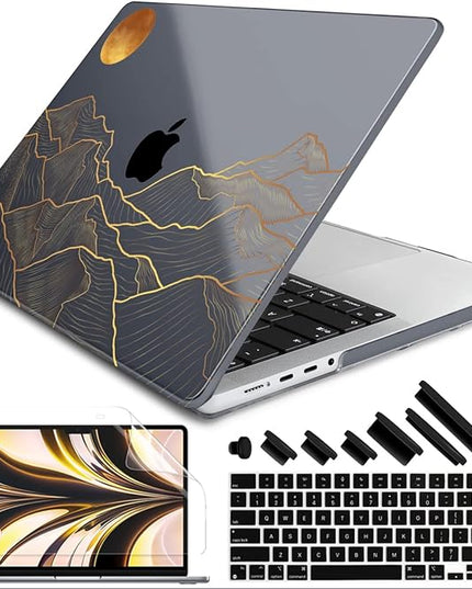 DONGKE Case for M5 MacBook Pro 14 inch 2025 2024-2021 M4 M3 M2 M1, Plastic Hard Shell Cover Compatible with A3434 A3112 A3401 A3185 A2992 A2779 A2442, Retina XDR Display & Touch ID, Abstract Mountain