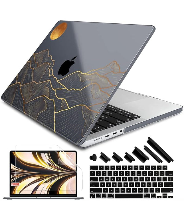DONGKE Case for M5 MacBook Pro 14 inch 2025 2024-2021 M4 M3 M2 M1, Plastic Hard Shell Cover Compatible with A3434 A3112 A3401 A3185 A2992 A2779 A2442, Retina XDR Display & Touch ID, Abstract Mountain