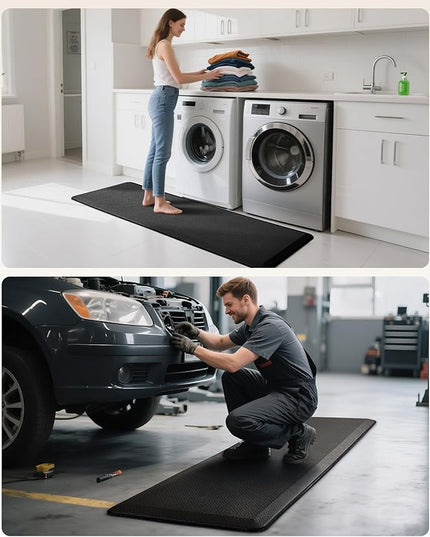 Ophanie Kitchen Mats for Floor, 3/4 Inch Thick Kitchen Rugs, 24'' x 70'' Anti Fatigue Standing Cushioned Mat, Waterproof,Comfort Ergonomic Mat for Office, Home, Sink, Black Non-Slip Bottom
