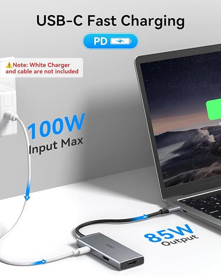 USB C Docking Station Dual HDMI Monitor 4K 60 Hz USB C to Dual HDMI Adapter with 2 hdmi Ports, USB-C Hub 2 Monitors with 3 USB Port PD Charging Compatible for Dell XPS HP Surface etc