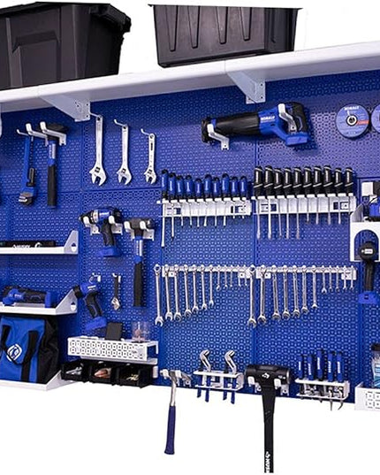 OmniWall Weekend Warrior XL Metal Pegboard Wall Organization System (Blue/White)