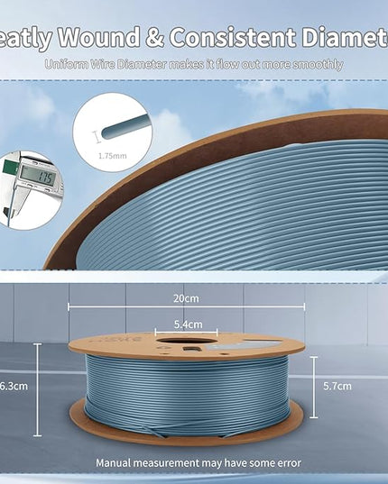 3D Printing Filament High-Speed PLA Filament 1.75mm 300mm/s 1kg Cardboard Spool Dimensional Accuracy +/- 0.03 mm Fit Most 3D FDM Printer-Light Gray