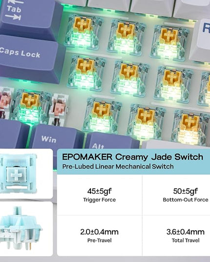EPOMAKER TH108 PRO Full Size Mechanical Keyboard with Screen & Knob, Wireless Gaming Keyboard with 10000mAh, Creamy Gasket, Hot Swap, Custom Driver, RGB Backlight (White, Creamy Jade)
