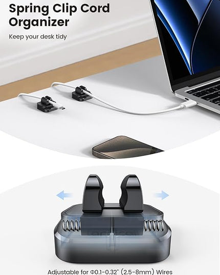 Lamicall Cable Clips, Cord Organizer - [Two Pack] Adjustable Hole Cord Clips Management, Adhesive Wire Organizer USB Cable Holder, Charging Power Cord Keeper Catcher for Desk