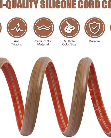 Floor Cord Cover Cable Cavity Self Adhesive Cord Hider Floor 10FT Floor Cable Management Power Cord Protector Floor Electric Cord Covers for Offices, Gym, Exhibitions (Misty Brown Wood, 1.97" x 10')