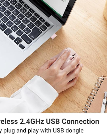 ELECOM Wireless Mouse Ergonomic Shape, 2.4Ghz with Receiver, Silent Click, 20-Month Battery Life, 2000DPI, 3 Buttons, Optical Sensor, Compatible with PC, Mac, Laptop, SHELLPA, Pink (M-SH10DBSKPN)
