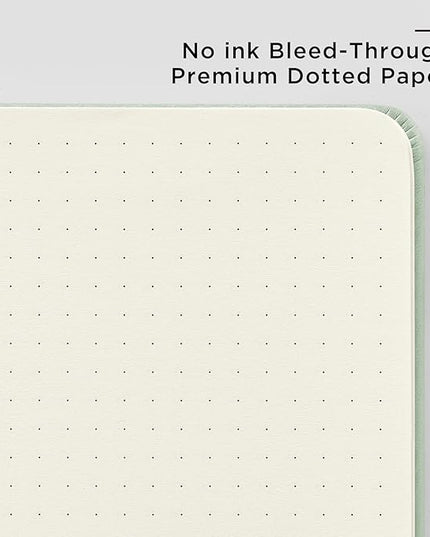 &And Per Se Dotted Journal Notebook, A5 Hardcover Leather Bullet Dotted Journal, 160 Pages 100 gsm Thick Paper, 3 Sheets of Stickers Included- 5.7'' x 8'' (Pastel green)