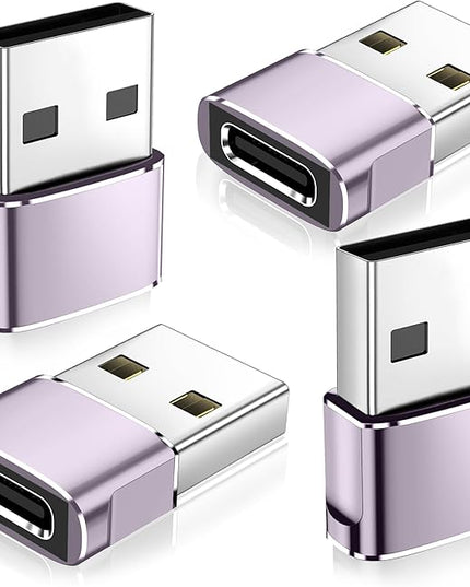𝟒𝐏𝐚𝐜𝐤 𝐔𝐩𝐠𝐫𝐚𝐝𝐞𝐝 USB to USB C Adapter,Type-C Female to A Male Car Charger OTG Converter for Apple Watch Ultra 8 9 10,iPhone 16 15 14 13 Pro Max,Samsung S24,Nintendo Switch,AirPods,iPad,Car