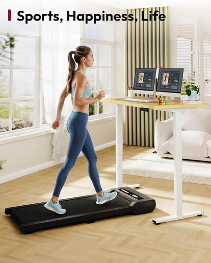 SANODESK Electric Standing Desk 48 x 24 Inches Whole-Piece Desktop Height Adjustable Stand Up Desk w/6-Button Controller Ergonomic Computer Desk for Home Office, White Frame + Natural Tabletop
