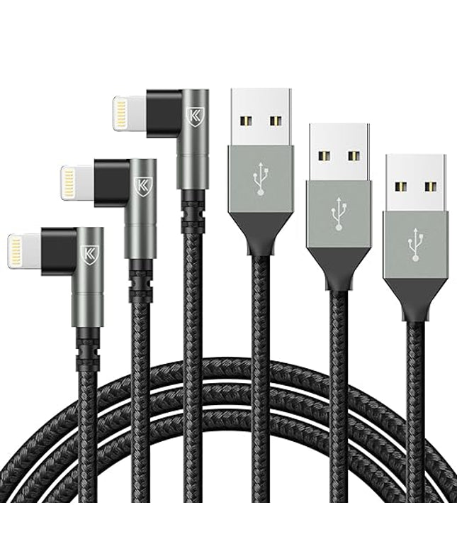 90 Degree iPhone Charger 6FT, [Apple MFi Certified] 3Pack Fast Charging Cables Cord,6Feet Right Angle Nylon Braided USB Lightning Cable for iPhone 14/13/12/11/Pro/Max/Mini/X/Plus/8/7/6/5S/Plus/iPad
