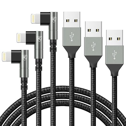 iPhone Charger 10FT,3Pack 90 Degree Charging Cable, [Apple MFi Certified] Long Lightning Cable Fast Charging Cord Compatible for iPhone 14/13/12/11/Pro/Max/Mini/X/Plus/8/7/6/5S/SE/Plus/iPad