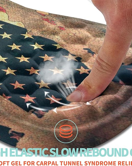 Ergonomic Mouse Pad Wrist Support with Memory Foam Massage Bulge, Carpal Tunnel Pain Relief Mousepad Wrist Rest for Mouse(12x8 inch, USA Flag Map)