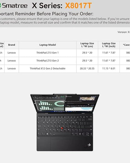 Smatree Hard EVA Protective Sleeve Case Compatible for 12 inch Lenovo ThinkPad X12 Gen 2 Detachable, for 13.3 inch Lenovo ThinkPad Z13 Gen 2/1 Notebook Bag (X8017T)