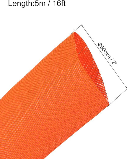 MECCANIXITY Braided Cable Sleeves Heat Shrinkable Fabric Sleeving, 2" 16ft Orange 2:1 Ratio Heat Shrinkable Cord Protector for Harness Cable, Network Cable Protection, Cable Management