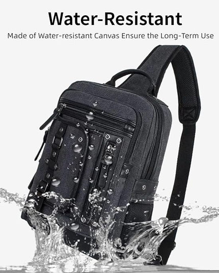 Schkleier Messenger Bag for Men Canvas Sling Bag Crossbody Backpack Laptop Shoulder Bag Hiking Daypacks Casual Tactical