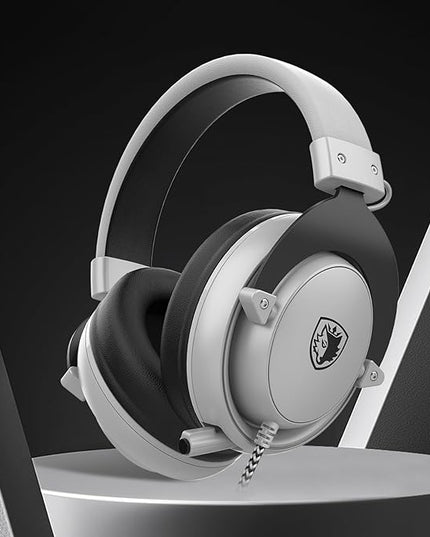 SADES MPOWER Stereo Gaming Headset for PS4, PC, Mobile, Noise Cancelling Over Ear Headphones with Retractable and Flexible Mic & Soft Memory Earmuffs for Laptop -Angel Edition (Grey)