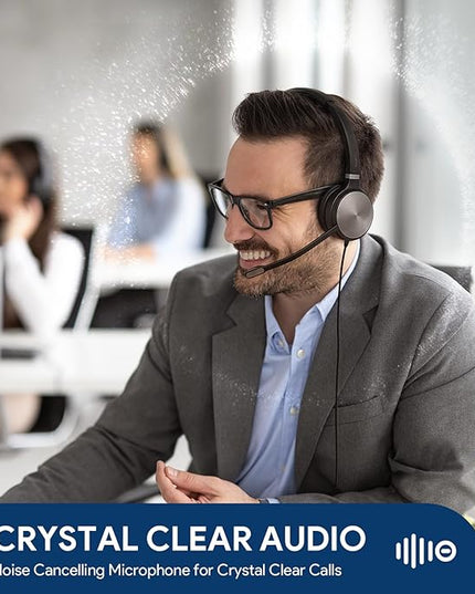 Yealink UH36 Professional USB Headset, Wired Headphones for Computer PC Laptop Work Headset with Noise Canceling Mic for Call and Music（for Teams Certified, Stereo,3.5mm Jack/USB Connection）