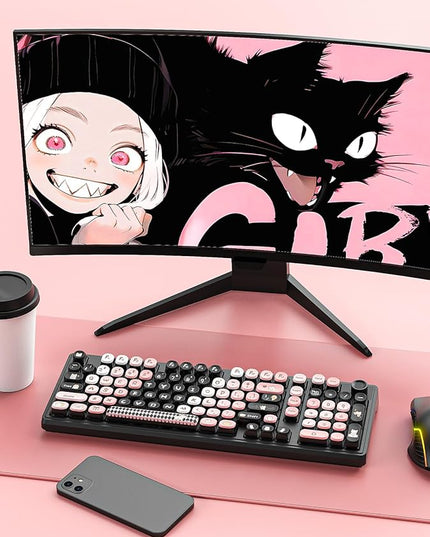 MOA Profile Keycaps - Cute Kitten Theme, PBT Key caps Dye-Sublimation, Custom 131 Keys Set for Cherry Gateron MX Switches Mechanical Keyboard