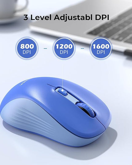 seenda Wireless Mouse, Bluetooth & 2.4G USB Dual Mode for Laptops & Computers - Mac & Windows Compatible - Blue