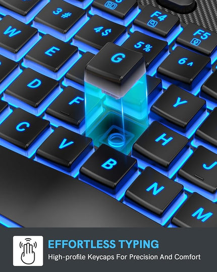 SABLUTE Ergonomic Wireless Keyboard and Mouse Combo - Wave Keyboard with Soft Leather Wrist Rest, Resistant Keys, RGB Backlit Rechargeable Set for PC/Mac/Chromebook (Black)