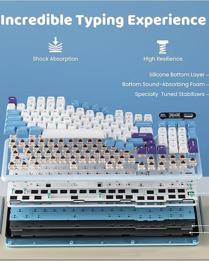 KZZI Z98 Wireless Mechanical Keyboard, Smart Display & Knob, BT5.0/2.4GHz/USB-C, Hot Swappable Custom Keyboard, Pre-lubed Linear Switches, Gasket Mount, RGB Creamy Gaming Keyboard