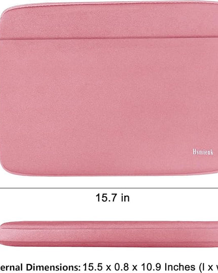 Laptop Sleeve Case, 15.6 inch Computer Bag Shockproof Protective Notebook Case with Accessory Pocket, Briefcase Carrying Laptop Sleeve for 15.6" HP, ASUS, Dell, Lenovo, Acer - Pink