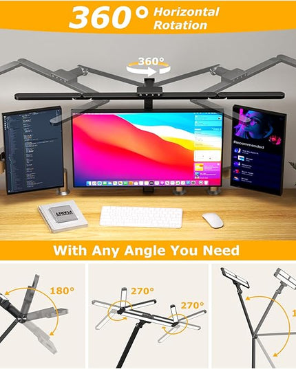 LED Desk Lamp with Clamp, Architect Desk Lamp for Home Office with Remote, 24W Ultra-Bright Desk Light with Stepless Dimming and Stepless Color Temp, Memory Function for Study and Workbench