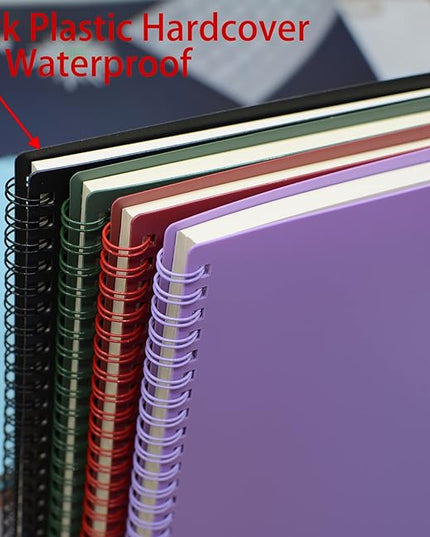 Yansanido Spiral Notebook, 8 Pcs 10.5 Inch x 7.45 Inch B5 Thick Plastic Hardcover 7mm College Ruled 8 Color 80 Sheets -160 Pages Journals for Study, Work, Travel and Notes (B5, 8 Pcs 8 Color)