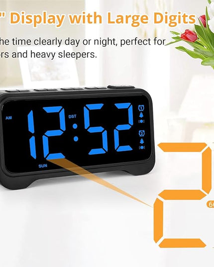 Loud Alarm Clock for Heavy Sleepers Adults, Vibrating Bed Shaker Alarm Clock for Teens/Deaf People, 7.5" Large Screen Digital Alarm Clock, Dual Alarm, Nightlight, Brightness Adjustable, Bedroom, Dorm
