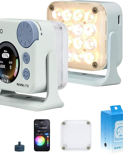 Nanlite Pico Portable LED Fill Light – Full Color RGB, Snap-On Attachment for Phone/Camera Photography, Live Streaming, Video Content Creation (Mint Blue)